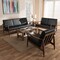 Baxton Studio Venza Walnut Wood Black Faux Leather 3-Piece Livingroom Set 140-7552-7553-7554 - alternate 2